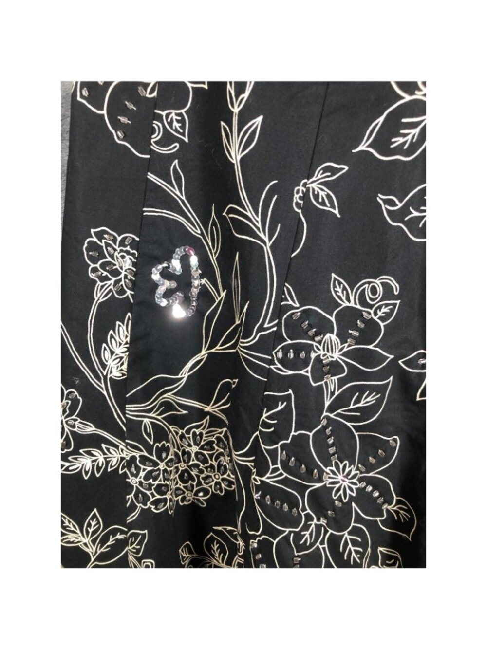 Ann Taylor Loft Skirt 4 Women’s Black Flare Floral Sequined Black Tan - Picture 15 of 16